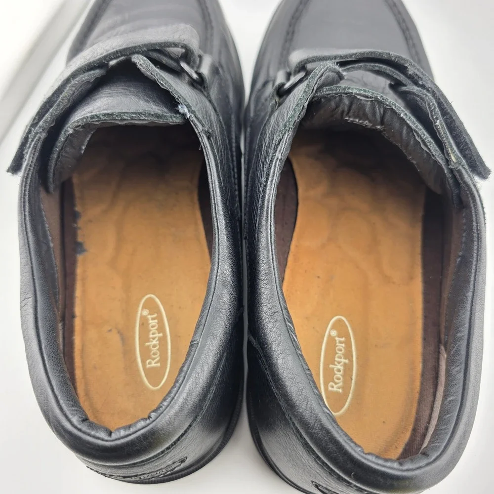 Rockport Walking Shoes Leather Hook Loop Strap Mens 13 Black Support  89-00H